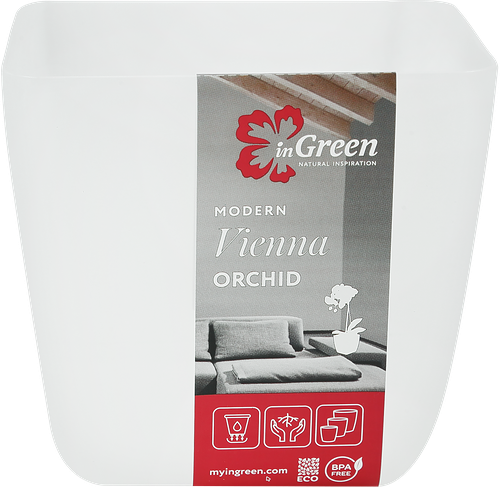 Горшок с дренажной вставкой InGreen Vienna Orchid 1.5л, квадратный, цвет белый жемчуг