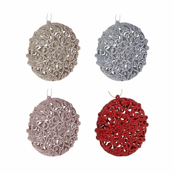 Сноу бум подвеска в виде объемного круга, глиттер, пластик, 4 цвета, 10см