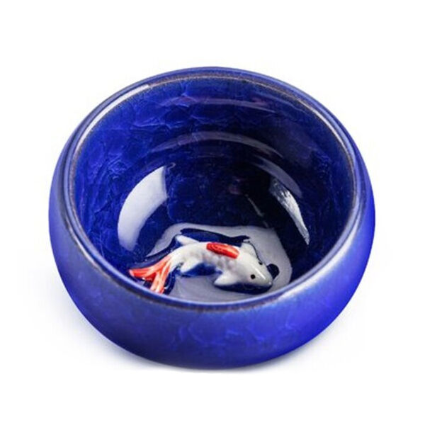 Керамическая пиала с рыбкой Карп синяя
