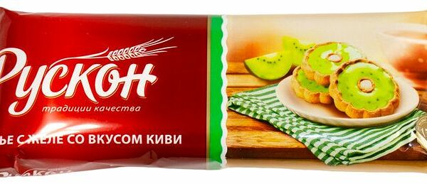 Печенье Рускон Янтарные Сладости сахарное с желе со вкусом киви 150 г