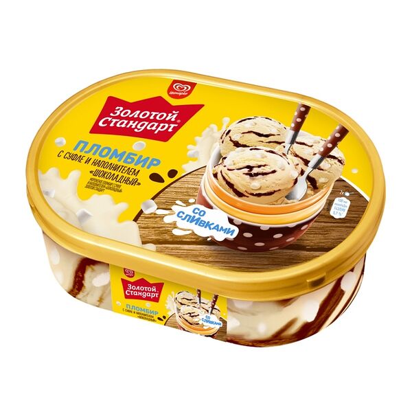Мороженое Золотой стандарт пломбир с суфле и шоколадом