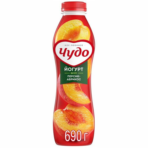 Йогурт питьевой Чудо вкус Персик-абрикос 2,4%