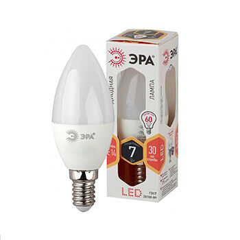 Лампа светодиодная ЭРА LED smd B35, 7Вт свеча, тепл. свет цоколь Е14 АТЛ