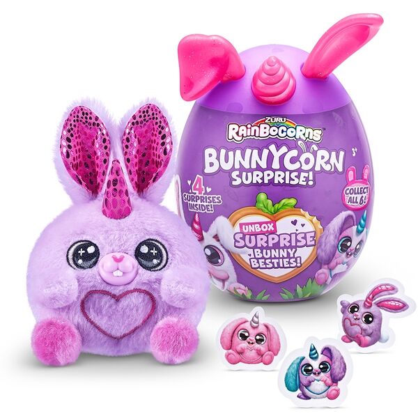 Игровой набор Zuru Rainbocorns сюрприз в яйце Bunnycorn Surprise плюш кролик + наклейки в ассортименте, Китай