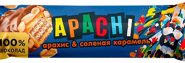 Батончик Apachi Арахис и соленая карамель вафельный в шоколаде 40г