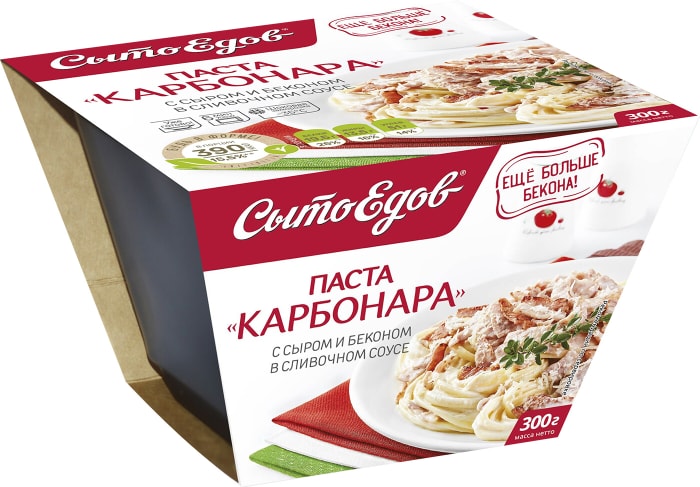 

Паста Сытоедов Карбонара с сыром и беконом в сливочном соусе 300 г
