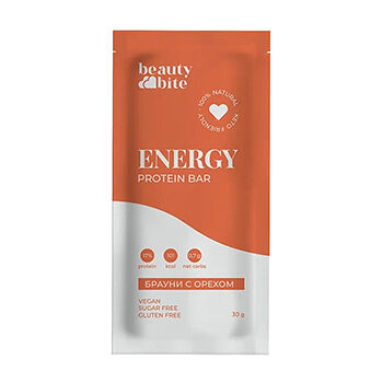 Кето-батончик протеиновый Beauty Bite Energy Брауни с орехом 30 г Россия