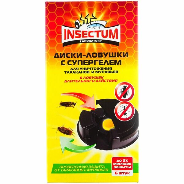 Диски-ловушки Insectum Laboratory с гелем от тараканов и муравьев 6шт