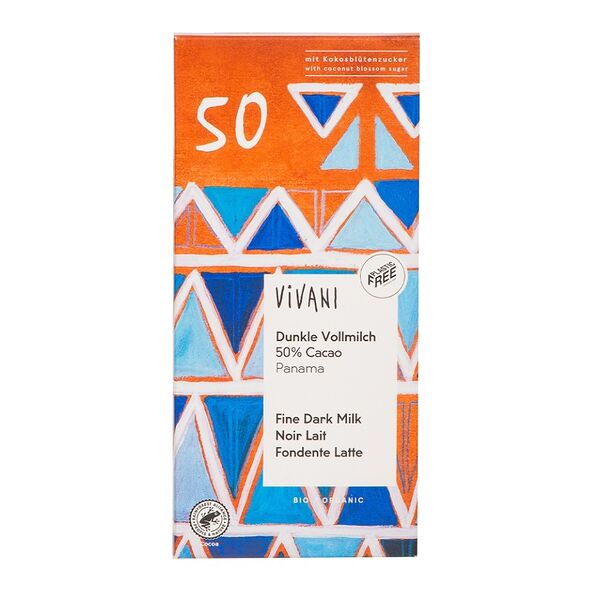 Шоколад органик Vivani темный с добавлением молока 50% с кокосовым сахаром