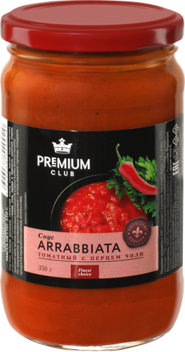 

Соус томатный PREMIUM CLUB Арраббьята, с перцем чили, 350г