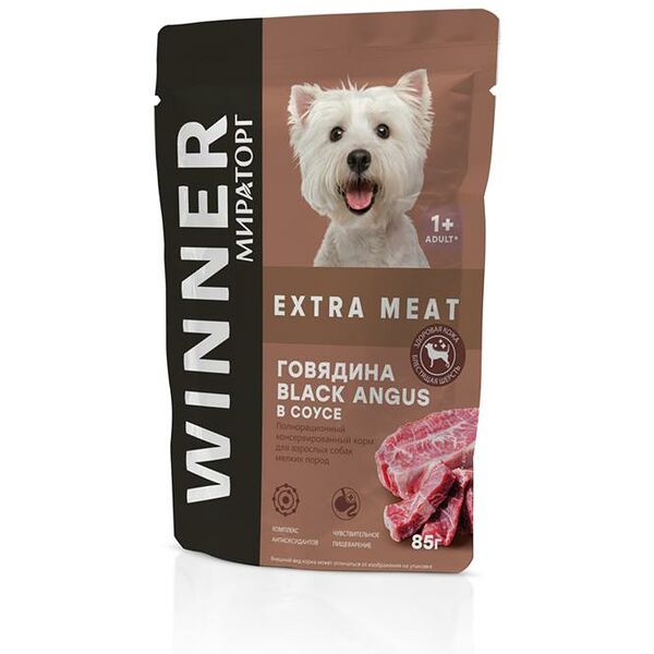 Корм для собак Мираторг 85 г для взрослых собак мелких пород говядина в соусе