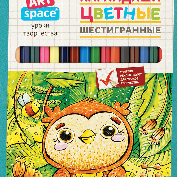 Карандаши цветные ARTSPACE Милые зверушки, 18 цветов
