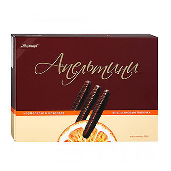 Мармелад в шоколаде Апельтини Ударница апельсиновые палочки