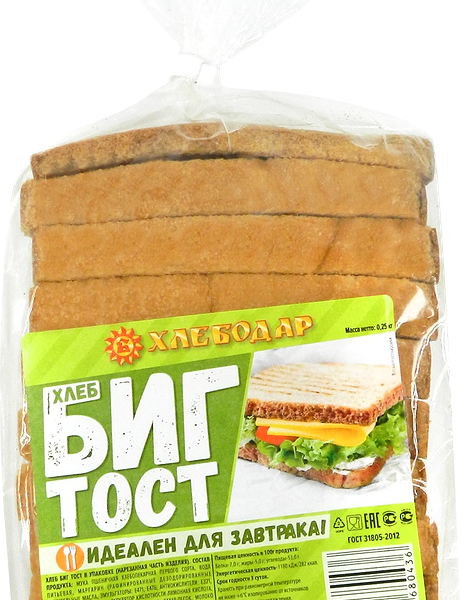Хлеб пшеничный Хлебодар Биг тост нарезка