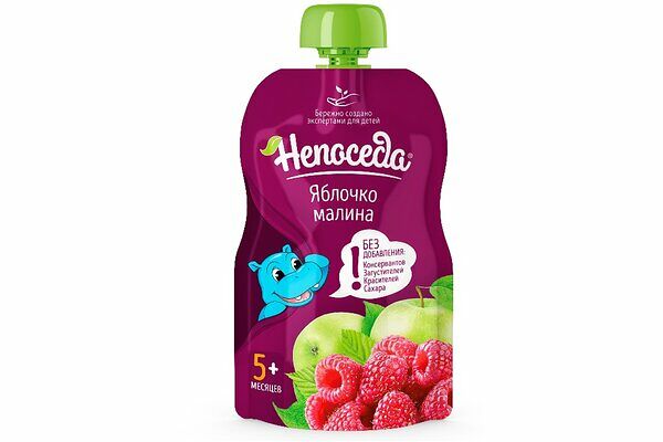 Пюре фруктовое Непоседа яблоко и малина с 5 месяцев пауч