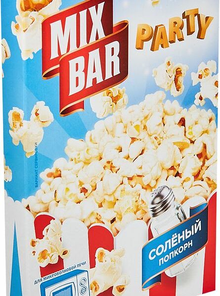 Попкорн Mixbar Party для микроволновой печи солёный 100г