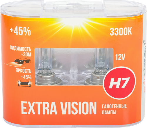 

Лампа головного света галогенная для автомобиля Autostandart Extra Vision +45%, H7-12V, 55W, PX26d, 2 шт.