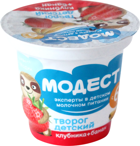 

Творог для детей раннего возраста МОДЕСТ с клубникой и бананом 4,2%, 90г