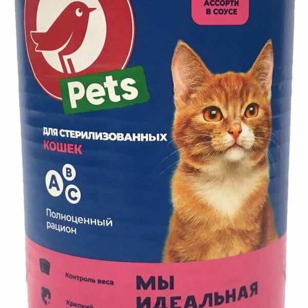 Корм для стерилизованных кошек АШАН Красная птица мясное ассорти в соусе