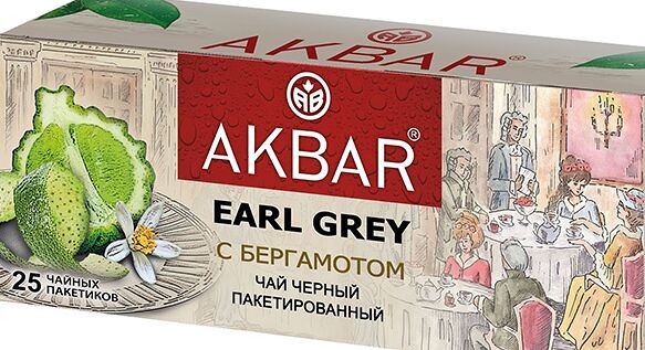 Чай акбар 25 пак*2 г черный эрл грей