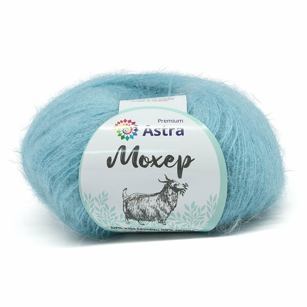 Пряжа Astra Premium 'Мохер' (Mohair) 25гр 190м (+/-5%) (50% кид мохер, 50% акрил)(36 голубая бирюза),шт
