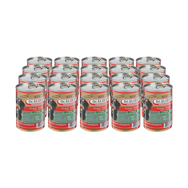 Корм для собак DR. ALDER`S Алдерс Гарант 80%рубленного мяса Рубец, сердце банка 410г (упаковка - 20 шт)