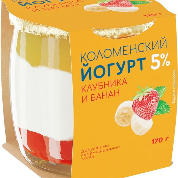 Йогурт Коломенский клубника-банан 5% 170 г
