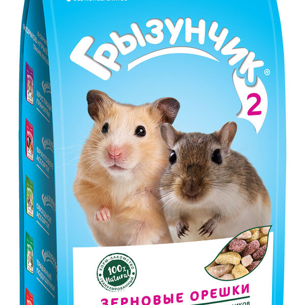 Корм-лакомство для грызунов и кроликов Зоомир Грызунчик 2 Зерновые орешки, 250 г