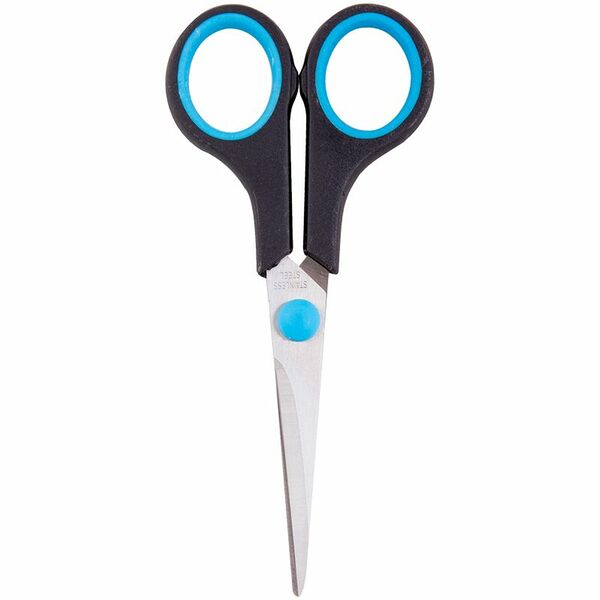 Ножницы канцелярские Officespace черные с синими вставками 140мм