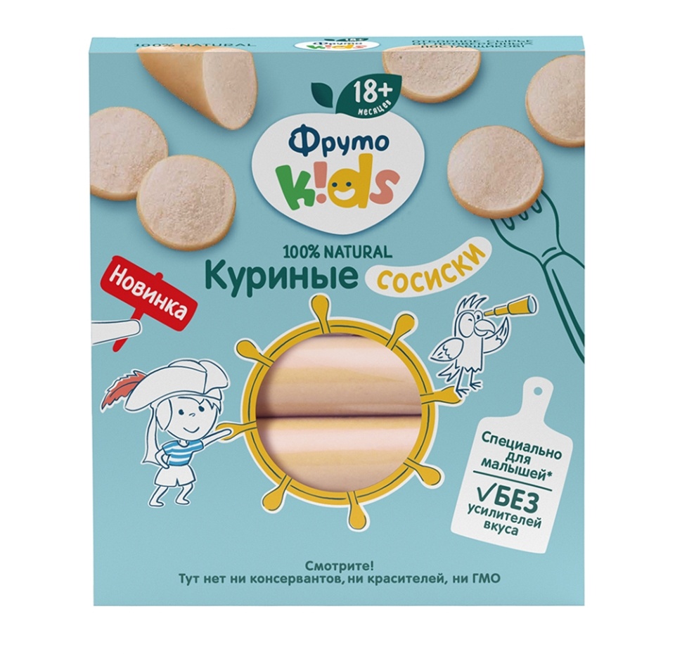 

Сосиски ФрутоKids куриные для питания детей раннего возраста 125 г, Россия