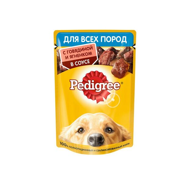 Корм влажный Pedigree для собак говядина и ягненок в соусе