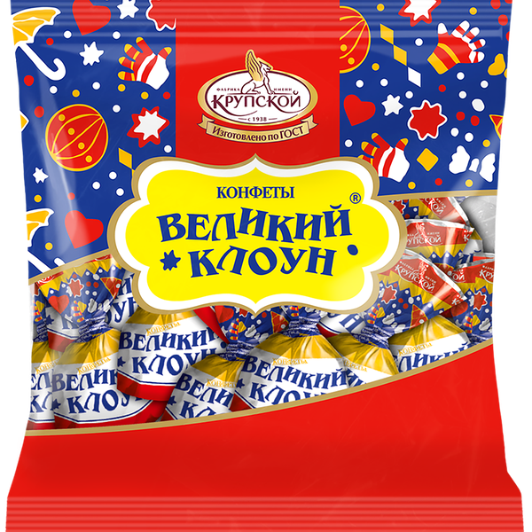 Конфеты Фабрика им. Крупской Великий клоун, начинка пралине