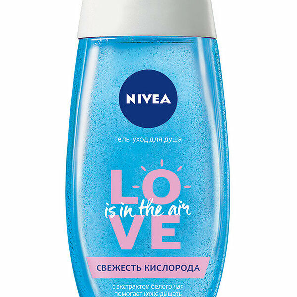   Гель-уход для душа Nivea Love is in the air Свежесть кислорода с экстрактом белого чая