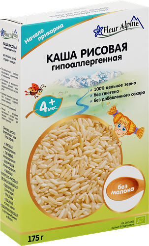 Каша безмолочная рисовая Fleur Alpine гипоаллергенная с 4 месяцев 175 г