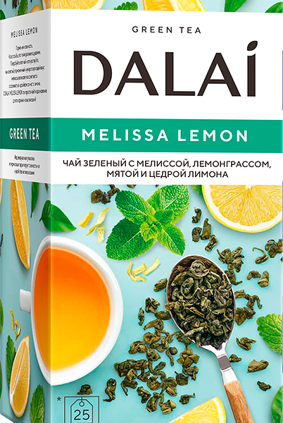 Чай Dalai Melissa Lemon с мелиссой, лемонграссом, мятой зел 25 *1,8 г