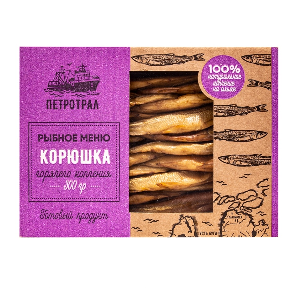 

Корюшка неразделанная горячего копчения "Петротрал" 300 г, Россия