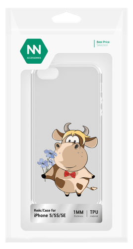 

Чехол для iPhone 5/5S/SE Бык с букетом, прозрачный