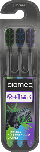 

Зубная щетка Biomed Black с древесным углем Medium 3 шт.