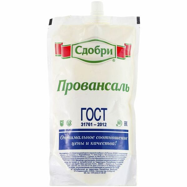 Соус СДОБРИ Провансаль майонезный 40% дой-пак