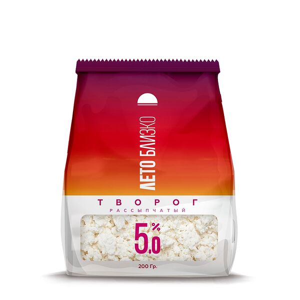 Творог Лето близко 5%, БЗМЖ