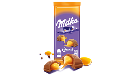 Шоколад молочный Milka с карамельной начинкой, 90г