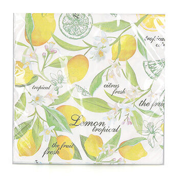 Салфетки одноразовые Лимон 33х33см, 3слойные, 20 шт в упаковке Россия