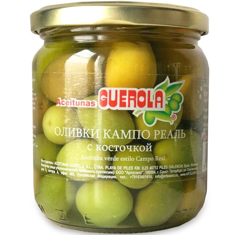 

Оливки Guerola зеленые с косточкой Кампо-Реаль Aceitunas 340 г