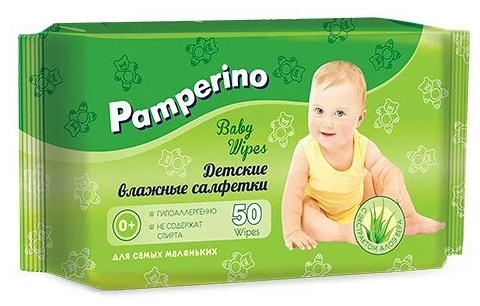 Pamperino салфетки влажные для детей с алоэ 50 шт 