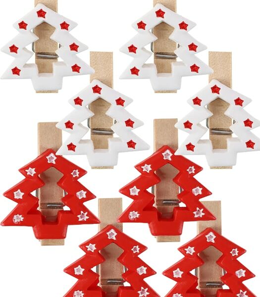 Украшение новогоднее Miland Прищепки из дерева Яркие елочки 2.5см*8шт