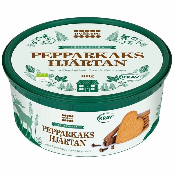 Печенье Nyakers Имбирное Сердечки Organic в подарочной пластиковой банке