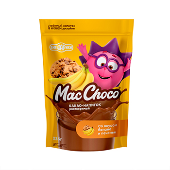

Какао-напиток MacChoco со вкусом банан-печенье растворимый, 235г