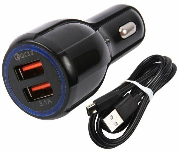 Автомобильное зарядное устройство AC-17 2USB QC 3.0, 18W + кабель Type-C черное ТМ mObility (Мобилити)