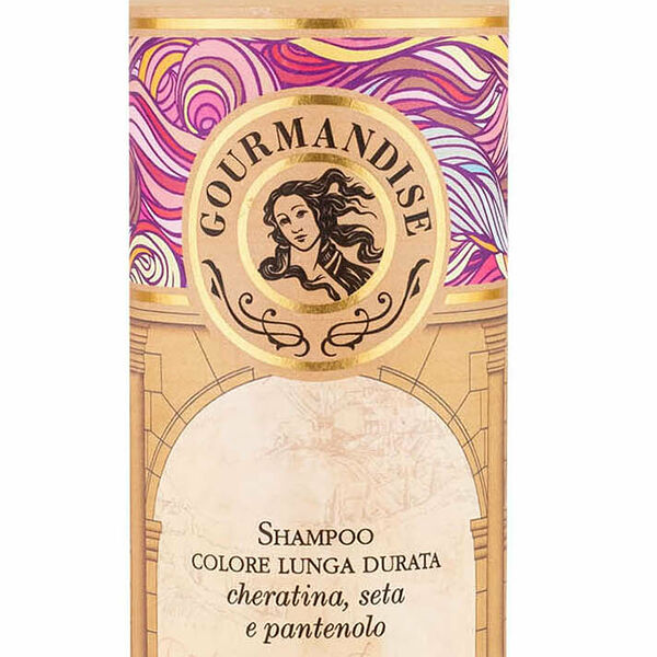 GOURMANDISE Шампунь защита цвета для окрашенных волос с кератином шелком и пантенолом, 200 мл