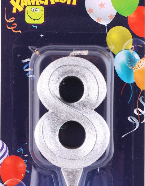 Свеча ХАМЕЛЕОН Цифра 8 Грань, в ассортименте